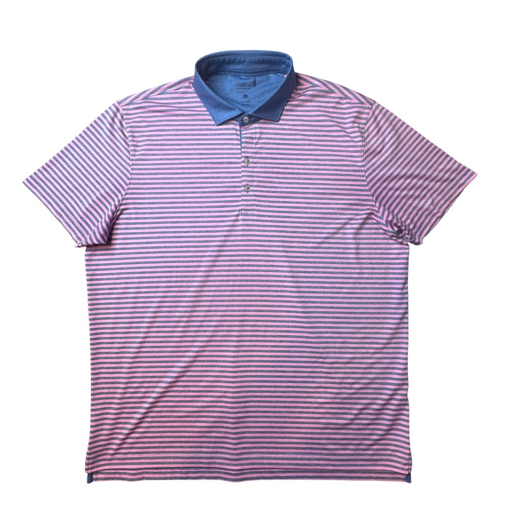 johnnie-O Polo Shirt Mens XL Gibbons Porto Pink Striped Performance Jersey EXCL
